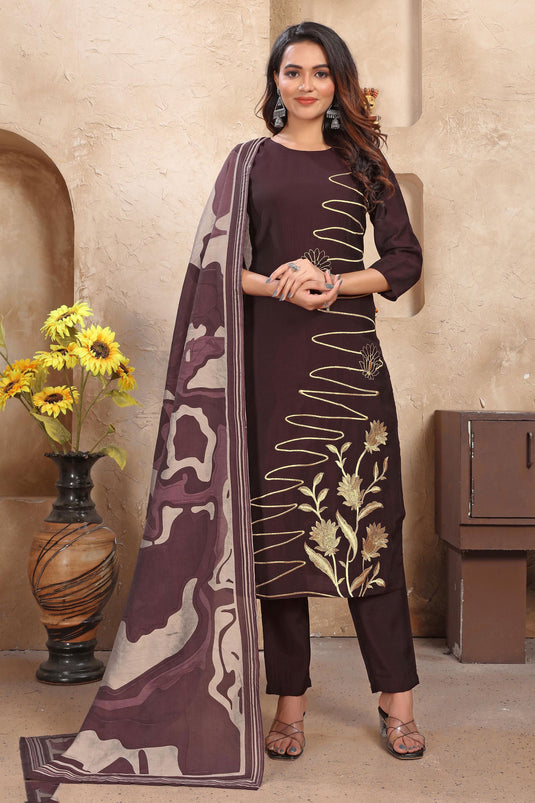 Radiant Purple Color Festive Wear Readymade Art Silk Salwar Suit