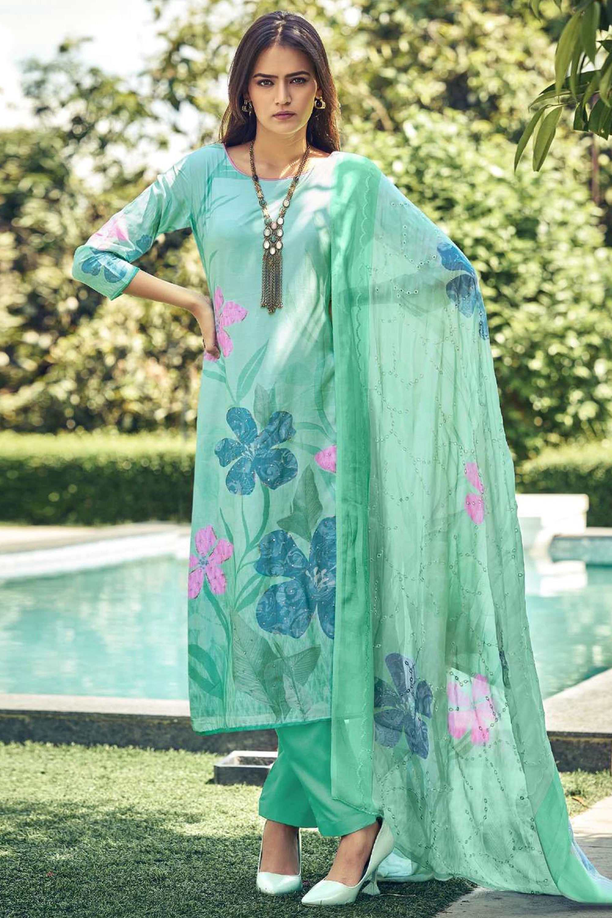 Printed Daily Wear Dress In Muslin Fabric Printed Daily Wear Dress In Muslin Fabric