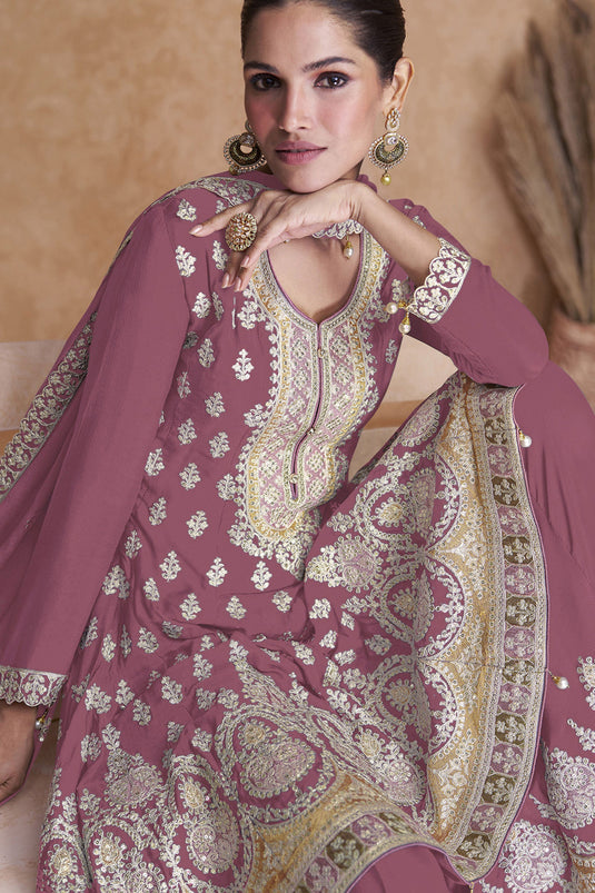 Vartika Singh Radiant Pink Color Georgette Fabric Palazzo Suit