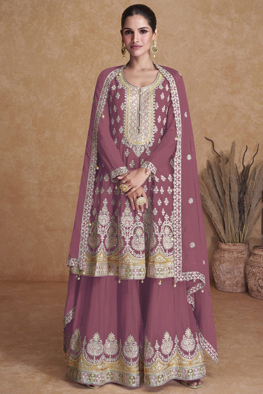 Vartika Singh Radiant Pink Color Georgette Fabric Palazzo Suit