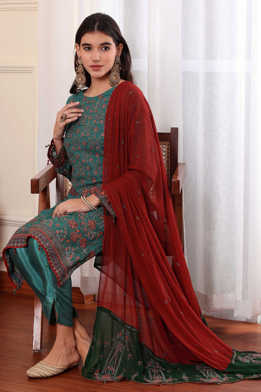 Sea Green Color Georgette Fabric Function Wear Awesome Salwar Suit