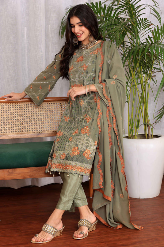Function Wear Green Color Inventive Salwar Suit In Georgette Fabric