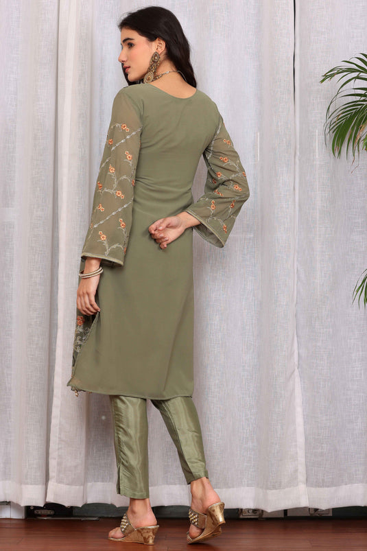 Function Wear Green Color Inventive Salwar Suit In Georgette Fabric