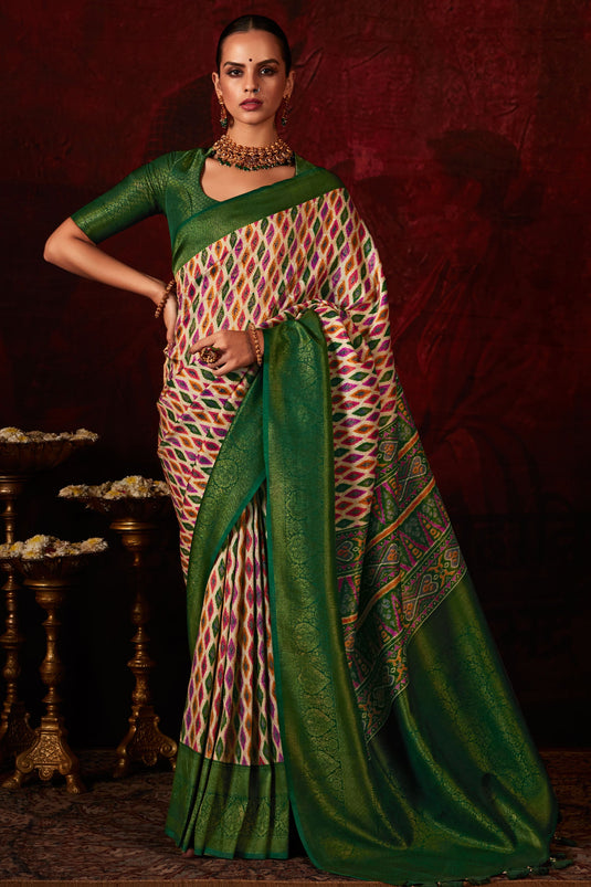 Multi Color Graceful Patola Style Printed Silk Saree