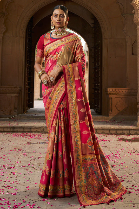 Pink Color Fascinating  Weaving Designs Art Silk Saree