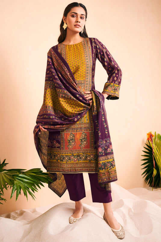 Purple Color Viscose Fabric Casual Awesome Salwar Suit