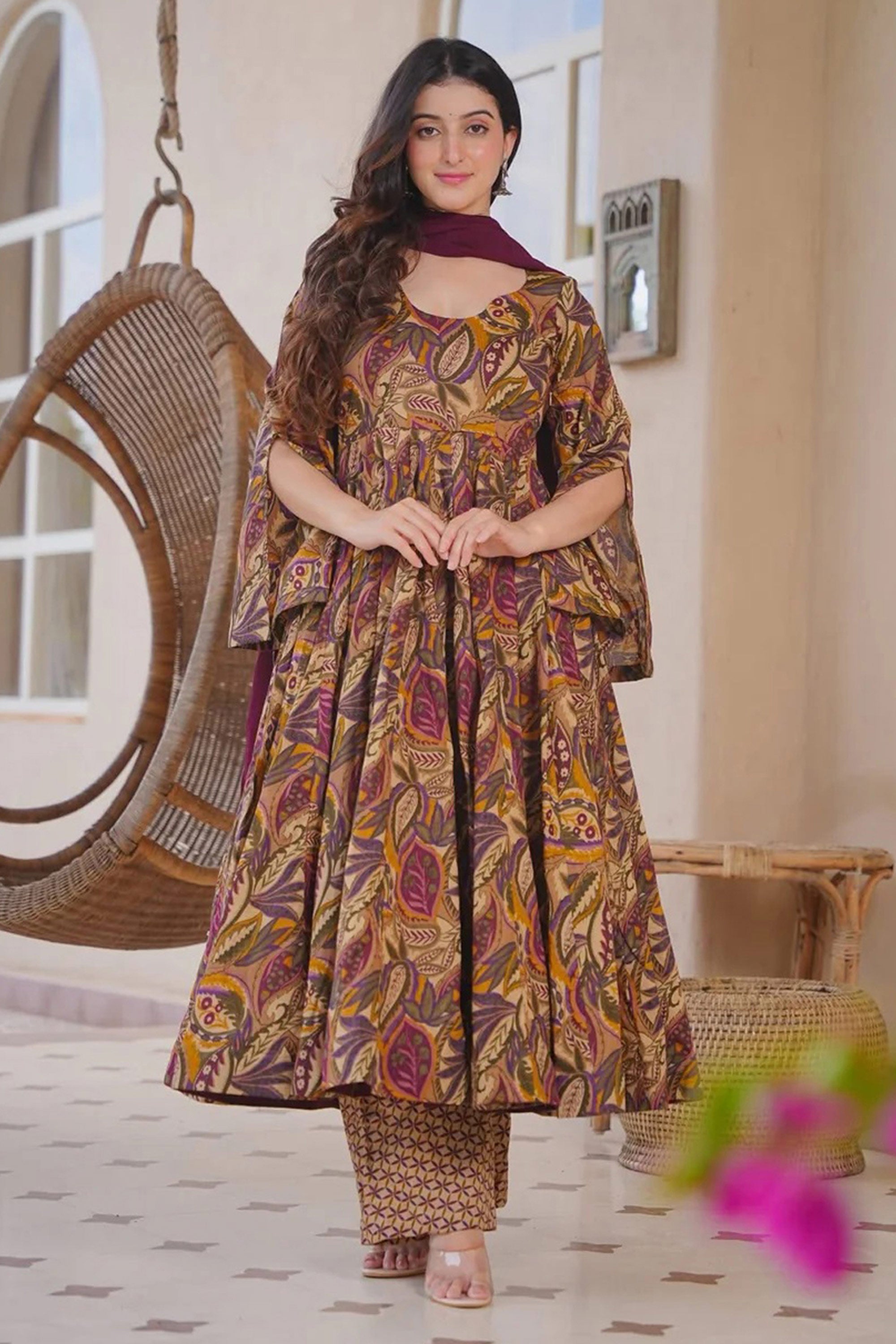 Multi Color Cotton Silk Digital Print Readymade Dress – Sarees Bazaar