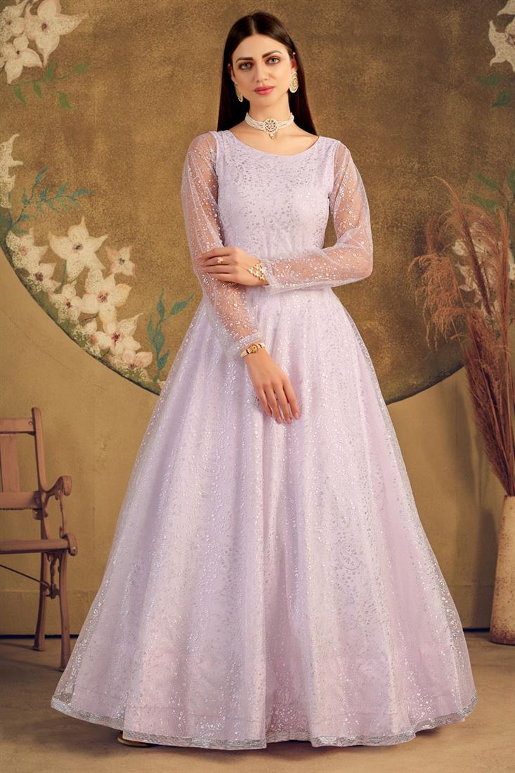 net fabric designer dresses Elegant sky blue net designer gown
