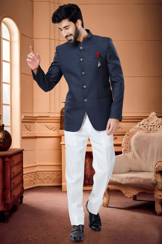 Navy Blue Jodhpuri Suit For Sangeet Wear