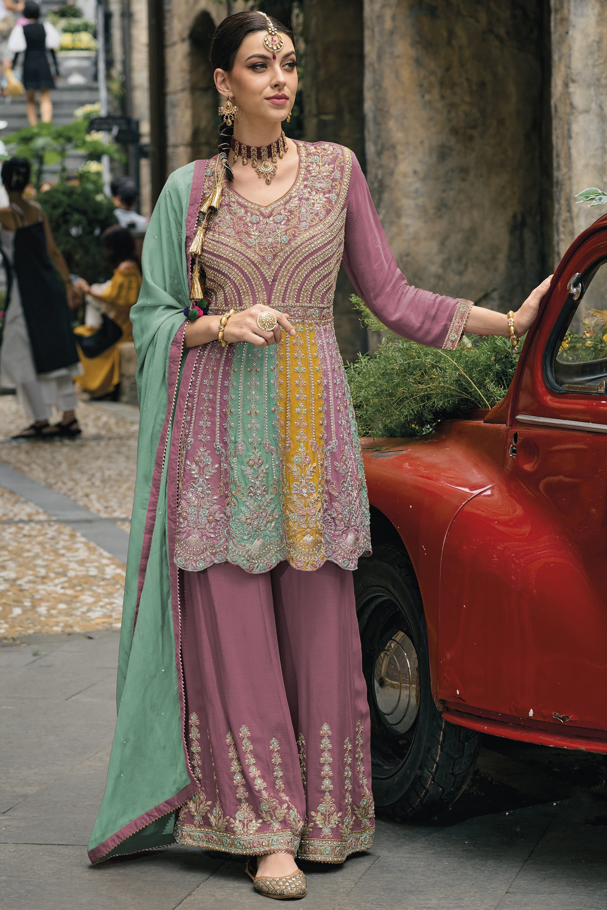Embroidered Readymade Designer Punjabi Style Palazzo Salwar Suit