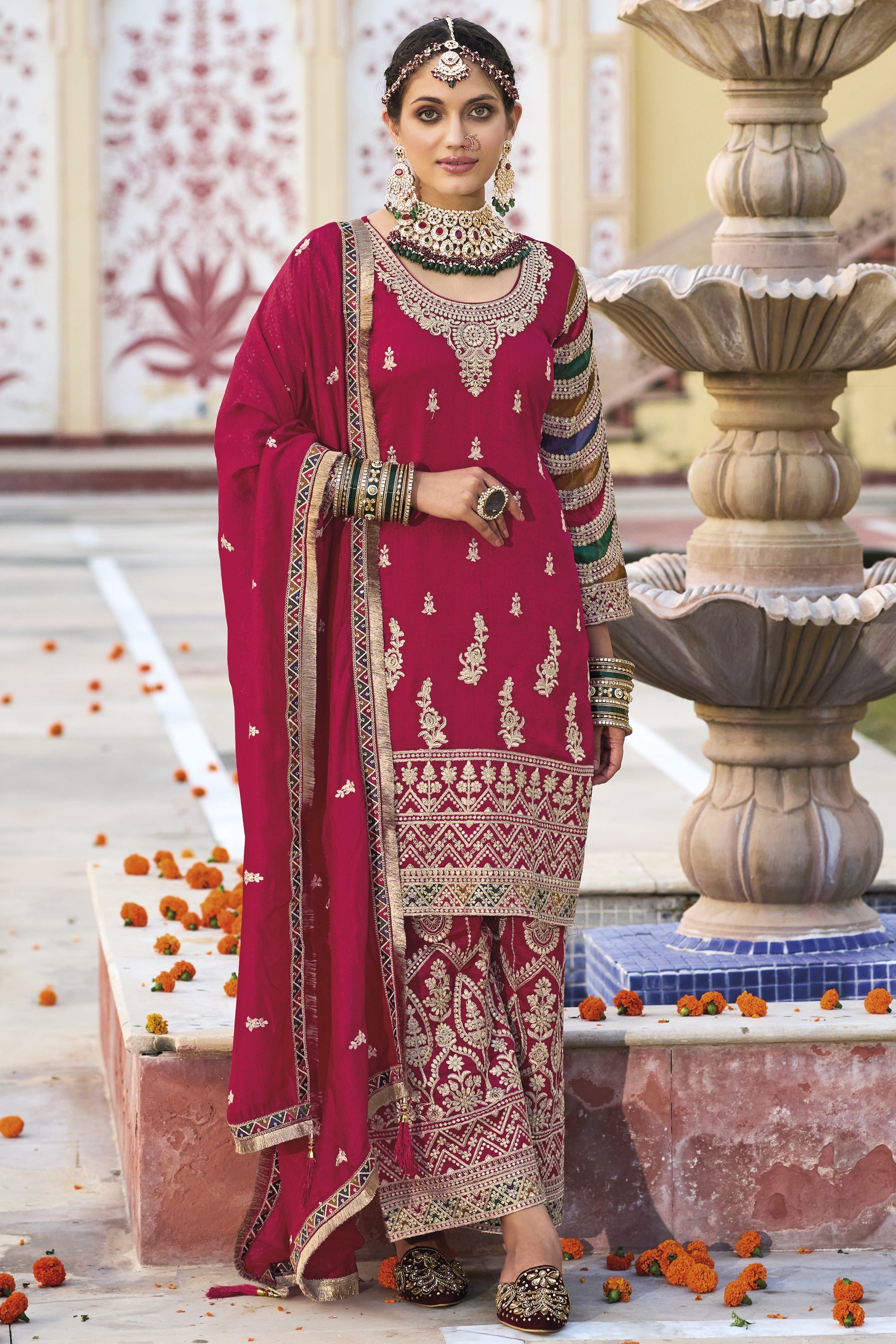Maroon Best Dress For Karva Chauth Maroon Sharara Palazzo Dress