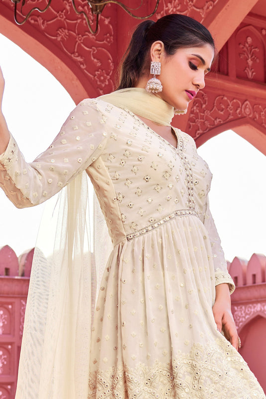 Beige Color Georgette Function Wear Phenomenal Readymade Palazzo Suit