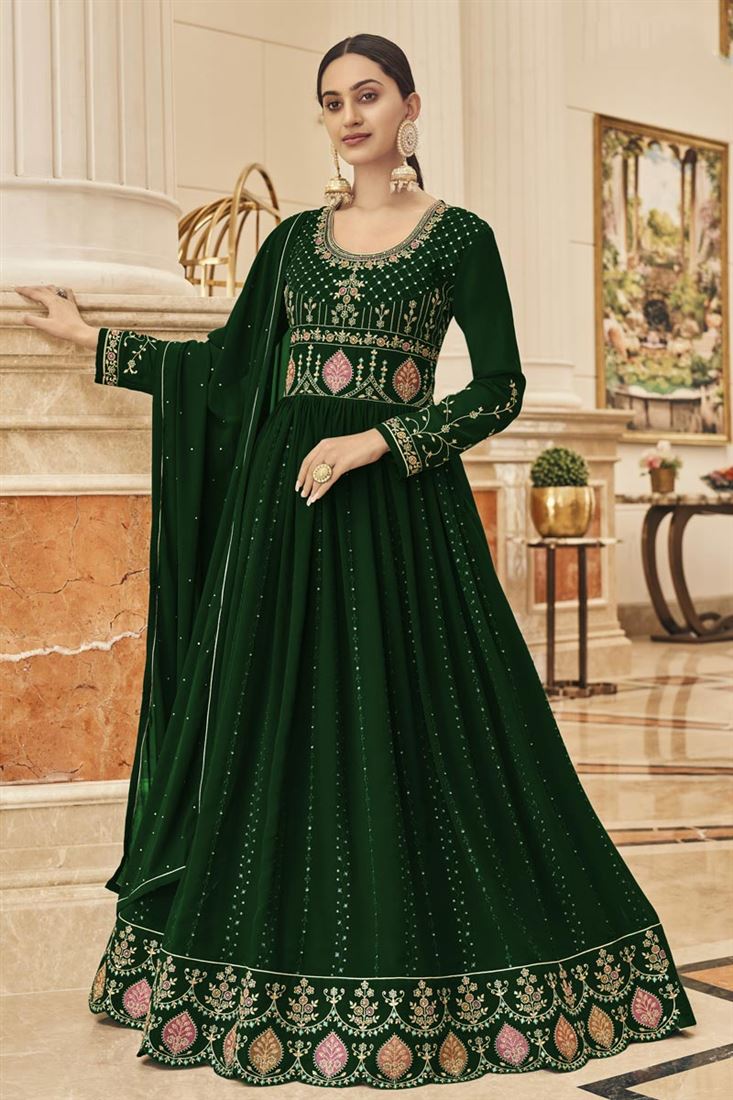 Fashion dark green anarkalis