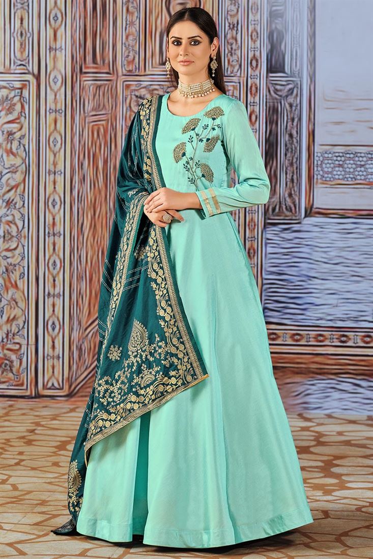 green contrast color dress Sea/C green colour suit combination/contrast Dupatta
