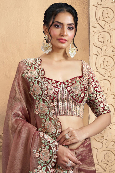 Maroon Wedding Wear Banarasi Fabric Saree