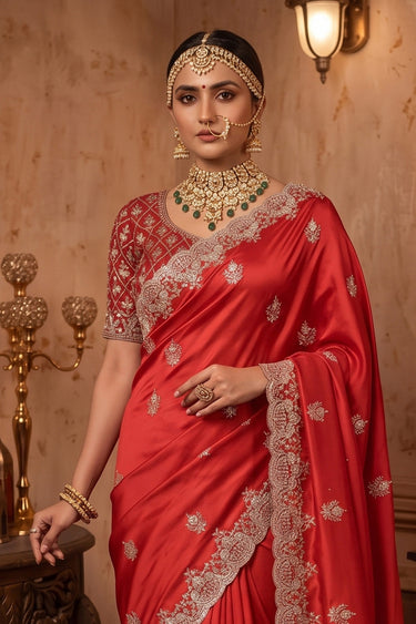 Chic Satin Silk Festive Wear Traditional Saree