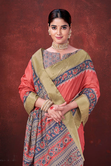 Majestic Pink Printed Sangeet Wear Saree