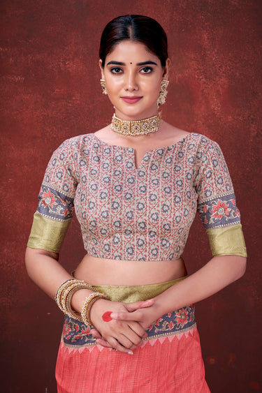 Majestic Pink Printed Sangeet Wear Saree