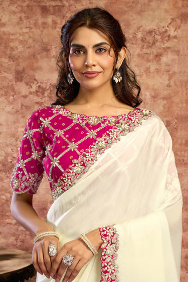 Premium Designer Embroidered Border Work Festive Wear Saree