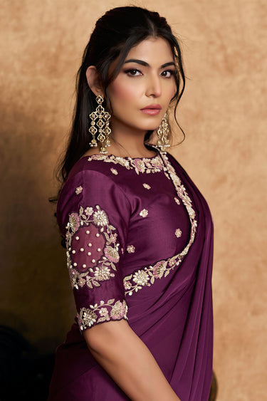 Elegant Traditional Satin Silk Border Work Saree