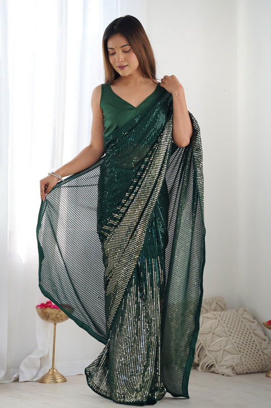 Green Heritage Georgette Saree