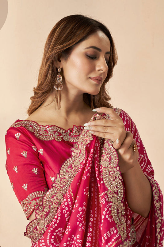 Captivating Gajji Silk Fabric Saree In Red Color