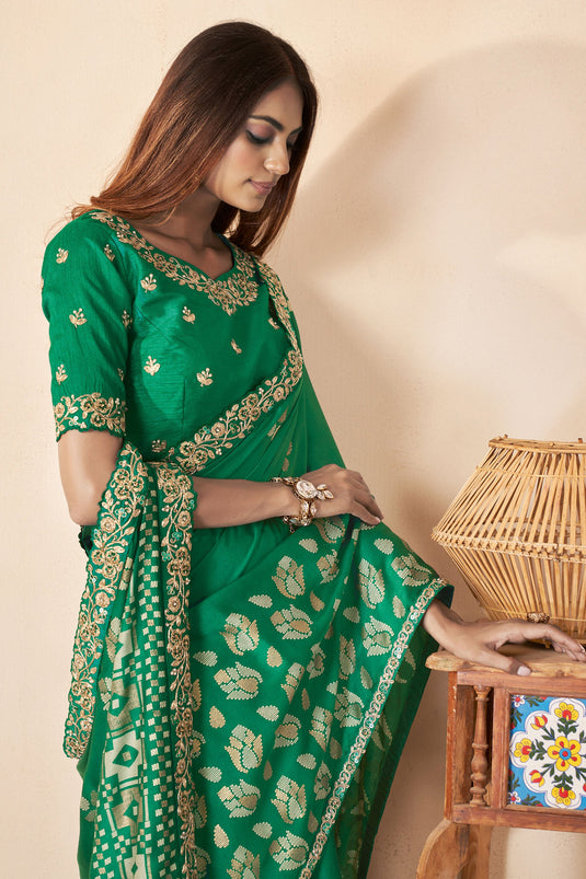 Green Color Fantastic Gajji Silk Fabric Saree