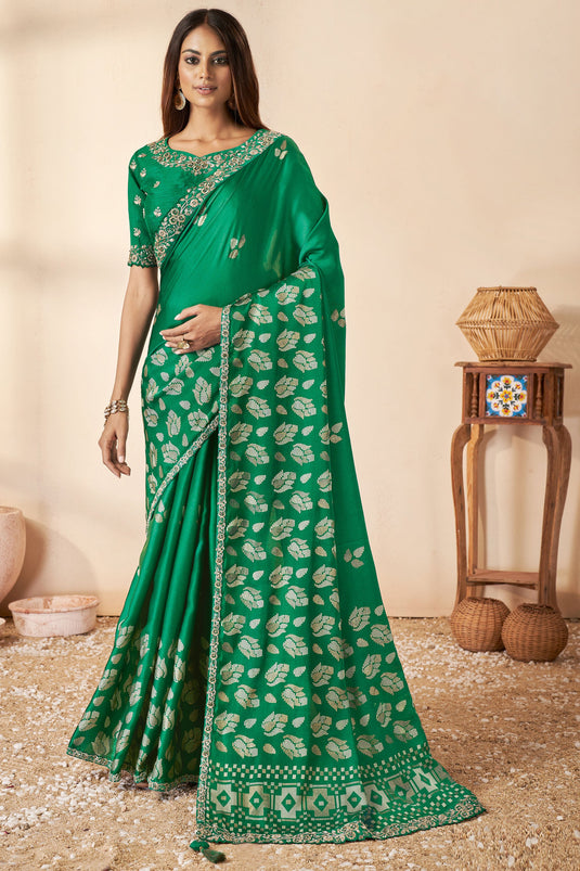 Green Color Fantastic Gajji Silk Fabric Saree