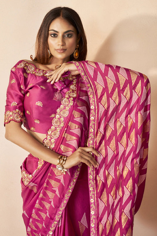 Pink Color Aristocratic Gajji Silk Fabric Saree
