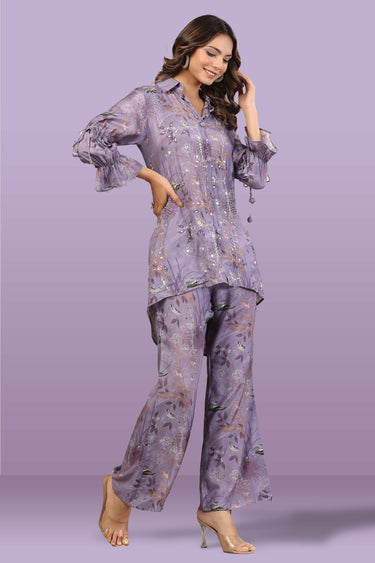 Exclusive Purple Color Cotton Fabric Gota Work Comfortable Readymade Co Ord Set