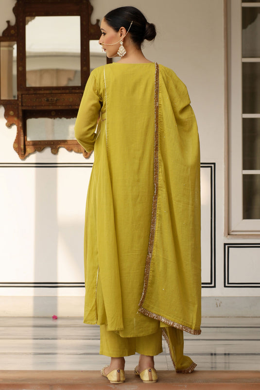 Mustard Color Fancy Fabric Beatific Readymade Suit