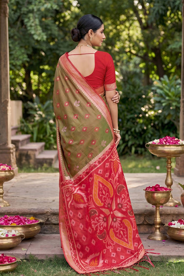 Green Color Festive Wear Weaving Designs Silk Saree