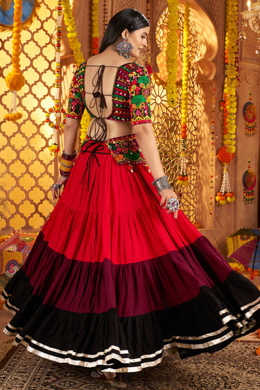 Navratri Rajwadi Style Multi Color Lehenga For Women