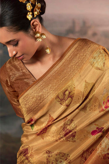 Beige Color Weaving Work Pleasant Banarasi Saree
