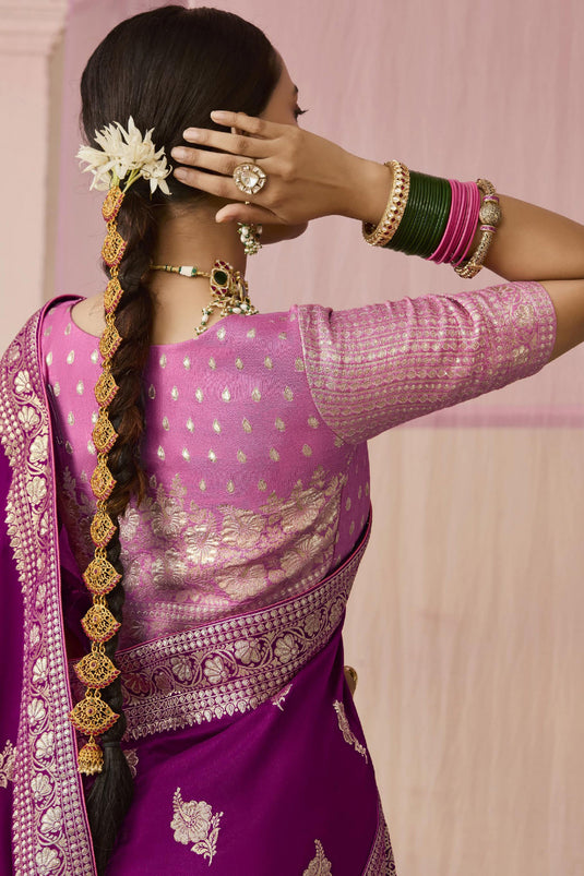 Elegant Purple Silk Wedding Saree