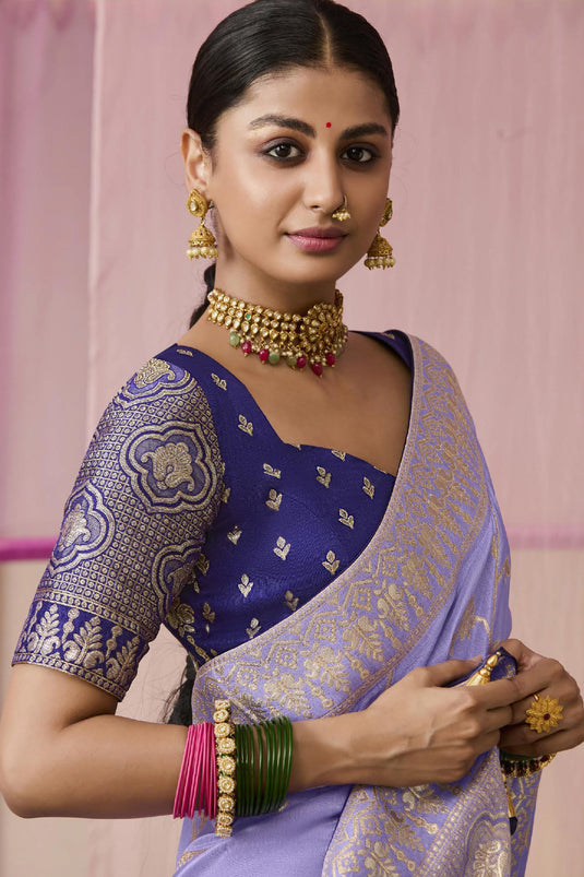 Blue Silk Weaving Work Function Wear Saree