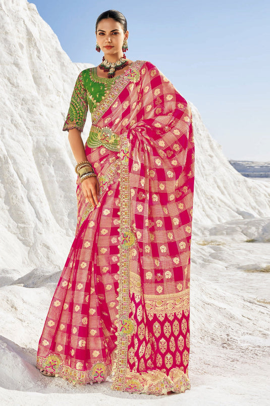 Luxurious Rani Wedding Georgette Saree