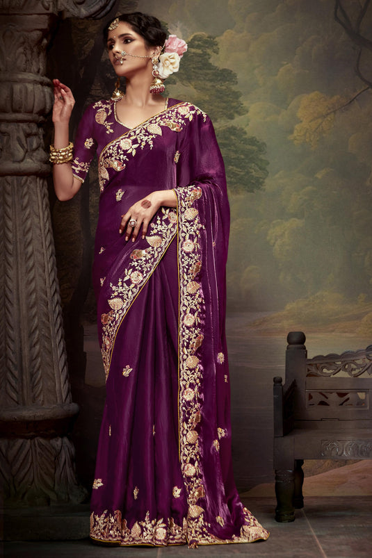 Sophisticated Purple Color Silk Saree