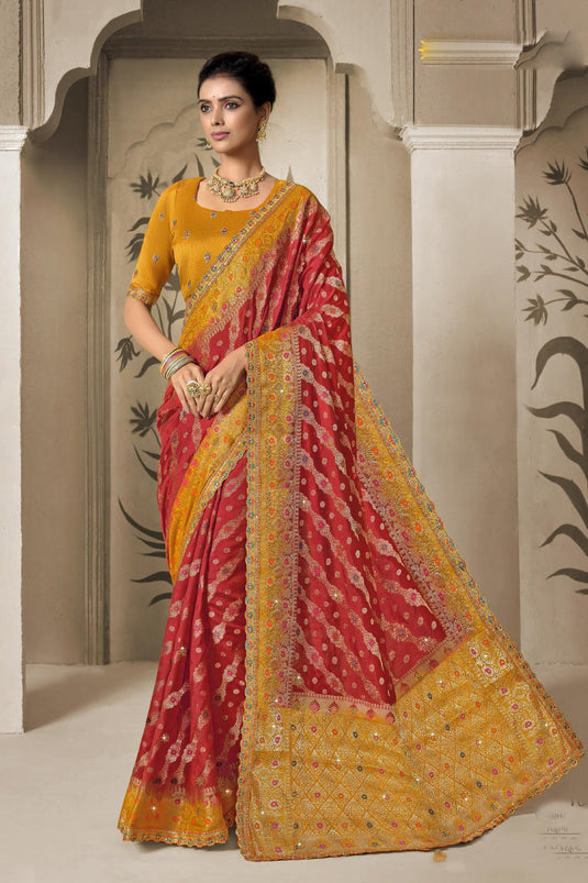 Red Wedding Silk Fabric Saree