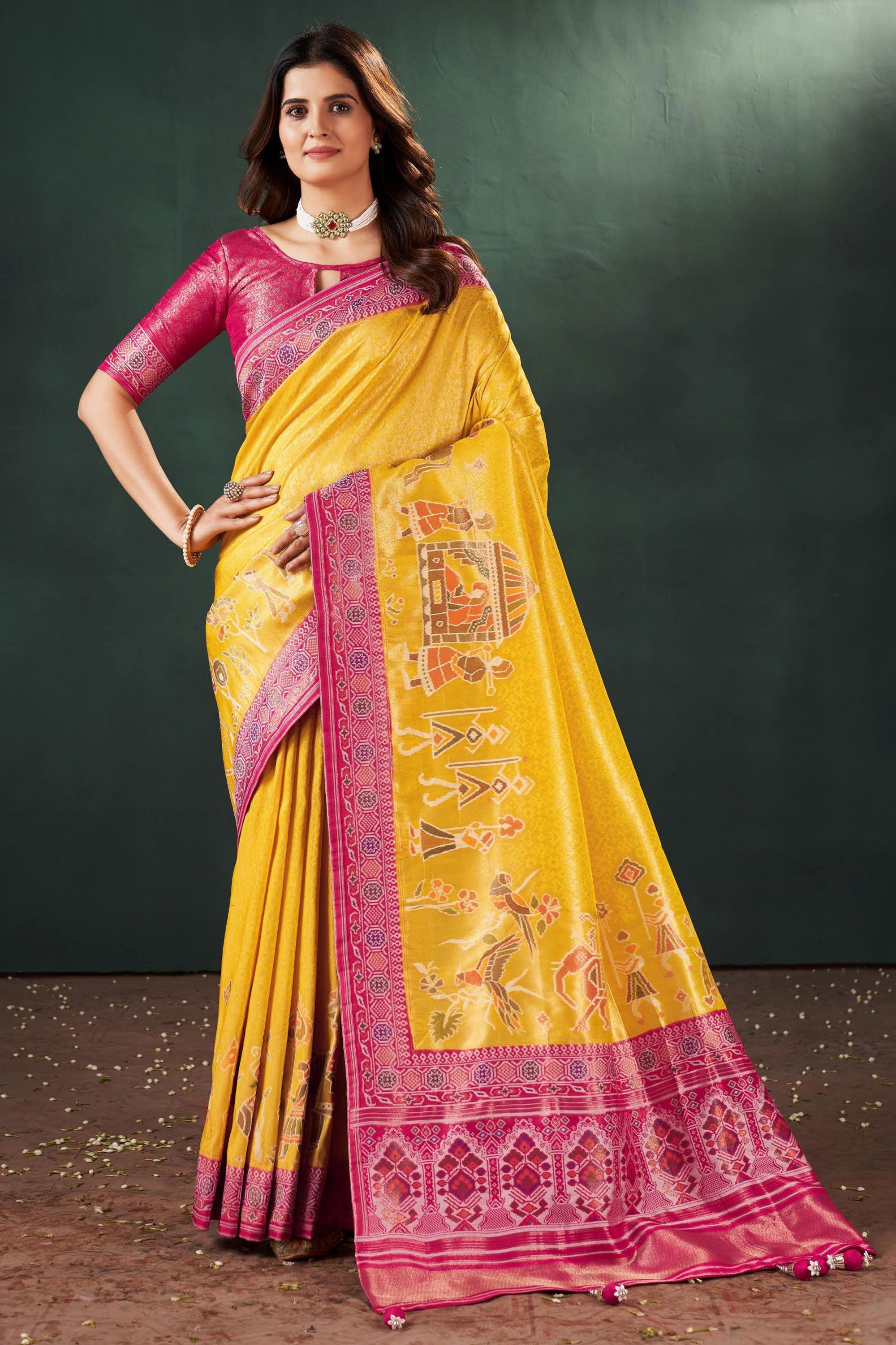 Komal Color Komal Vora Phenomenal Weaving Designs Yellow Color Silk Saree – Sarees ...