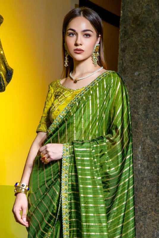 Green Color Fantastic Art Silk Saree With Weaving Work