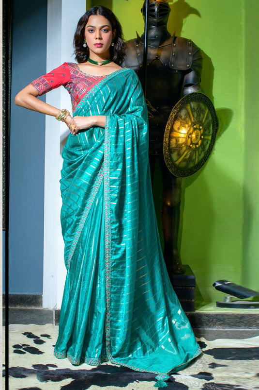 Imperial Sea Green Color Art Silk Saree With Weaving Work