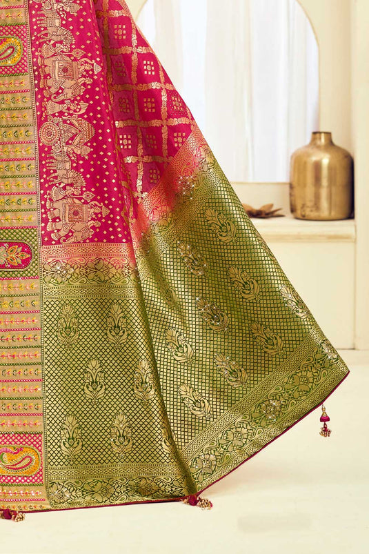 Rani Color Pleasant Weaving Designs Silk Saree