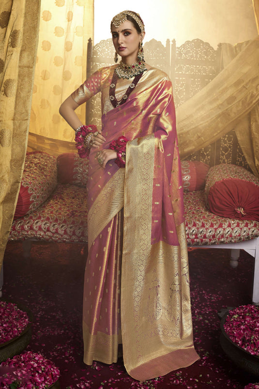 Opulent Pink Charm Silk Saree