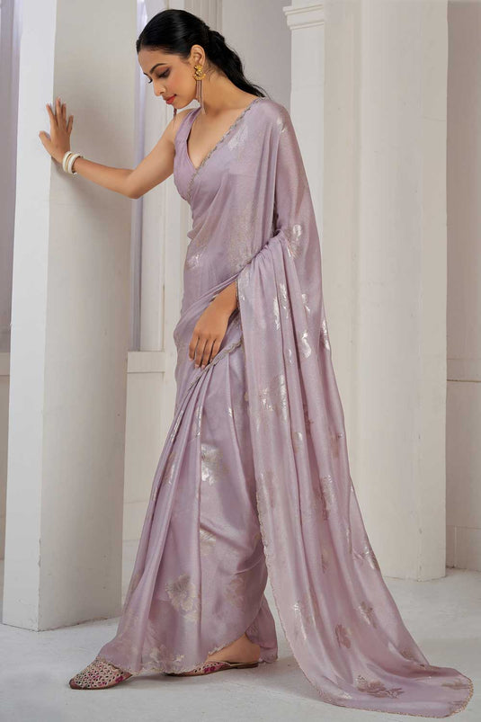 Blazing Pink Color Function Wear Satin Silk Saree