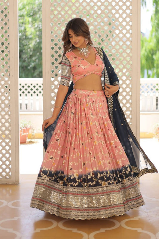 Pink Color Viscose Fabric Special Lehenga With Jacquard Work