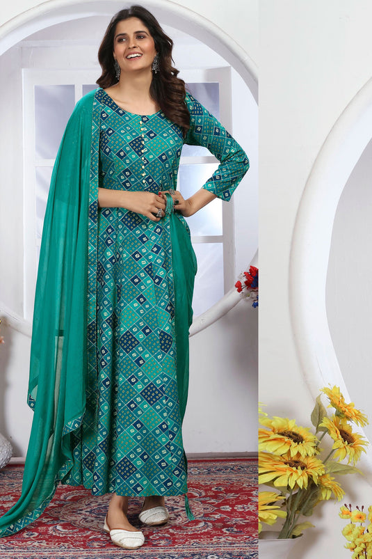 Phenomenal Green Color Fancy Fabric Readymade Anarkali Suit