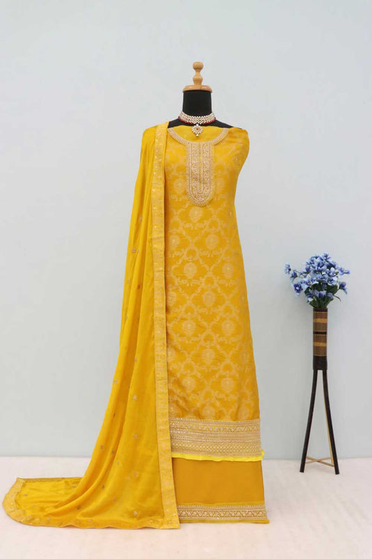 Nidhi shah Engaging Yellow Color Viscose Fabric Salwar Suit