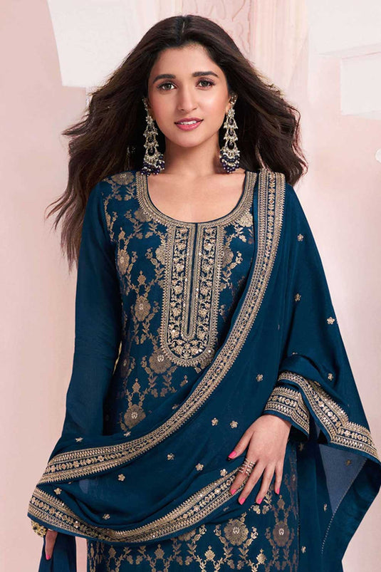 Nidhi shah Viscose Fabric Navy Blue Color Winsome Salwar Suit