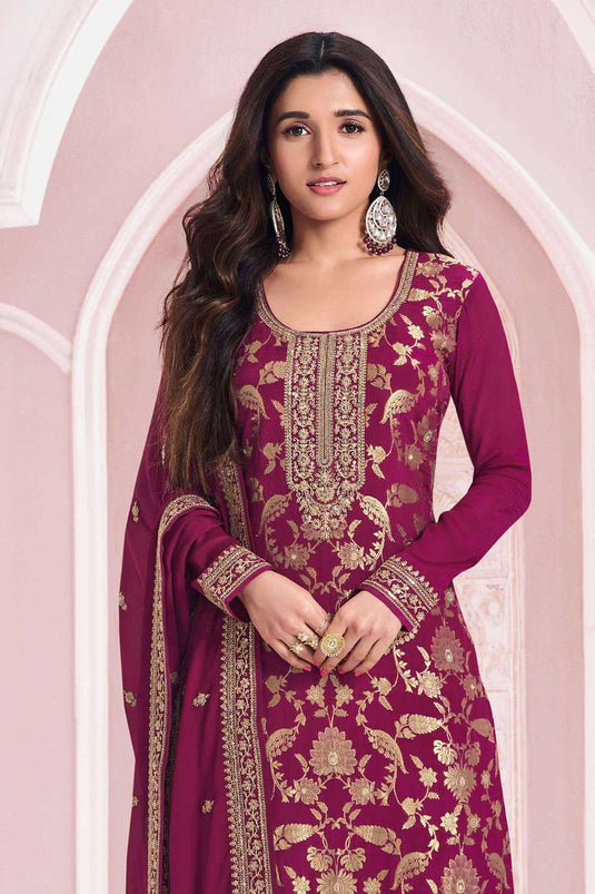 Nidhi shah Creative Viscose Fabric Salwar Suit In Wine Color